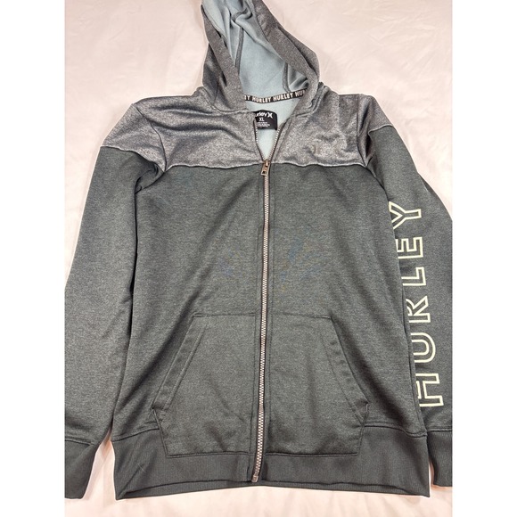 Hurley Other - Hurley Nike Dri-FIT Mens XL Zip Hoodie Gray Colorblock Sleeve Logo Sweatshirt